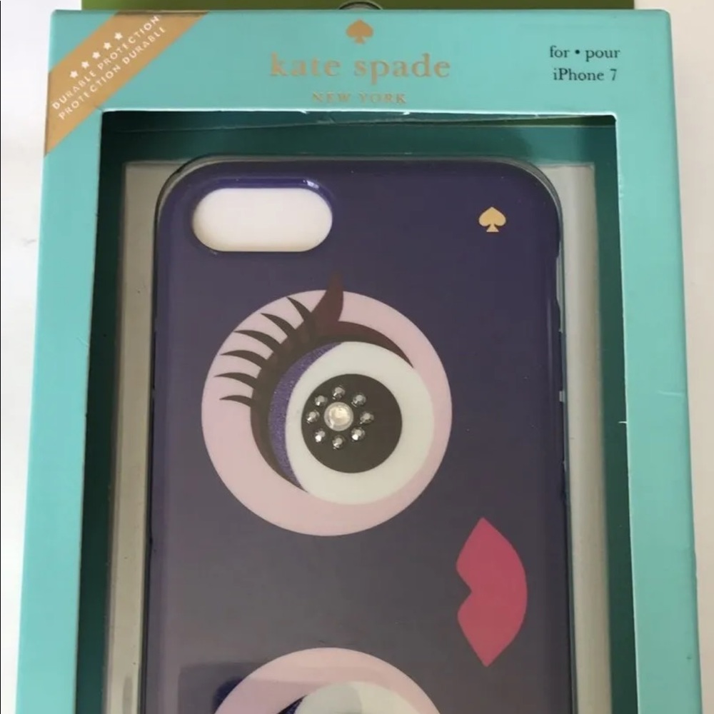New Kate Spade Jewelled Monster Eyes Purple iPhone 7 Hybrid Hardshell Case